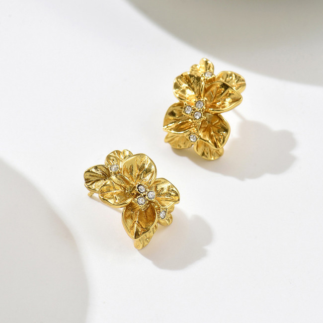 Wholesale Stainless Steel Floral Stud Earrings