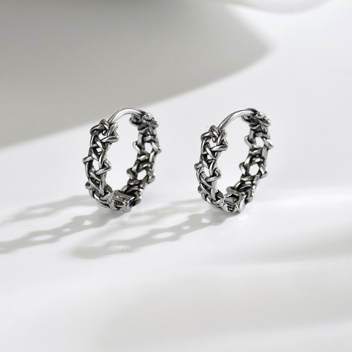 Wholesale Stainless Steel Gothic Woven Hoop Earrings