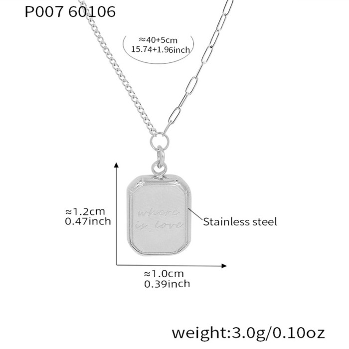 Wholesale Stainless Steel where is love Tag Necklace