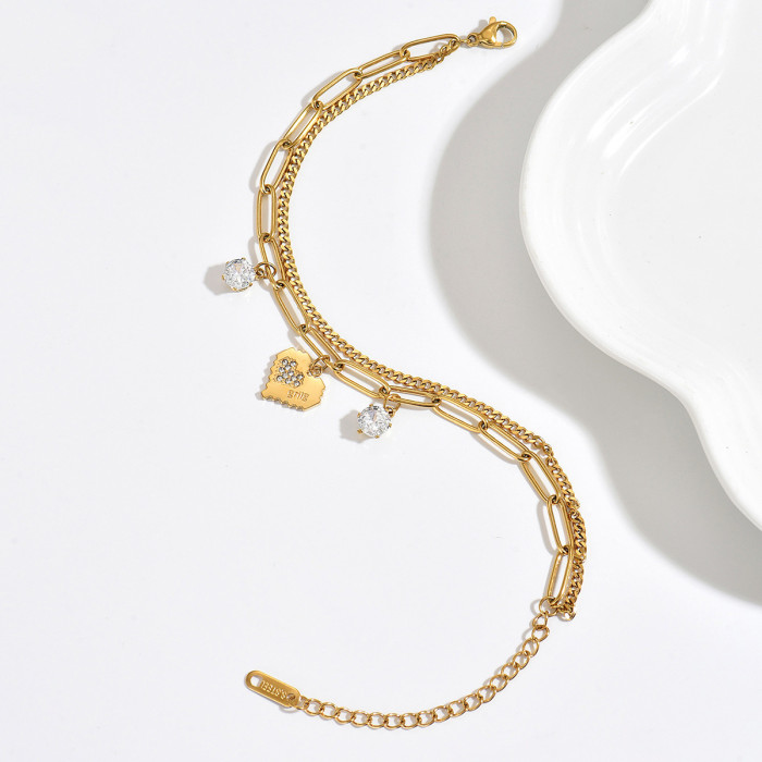 Wholesale Stainless Steel Heart Multi-Link Layered Bracelet