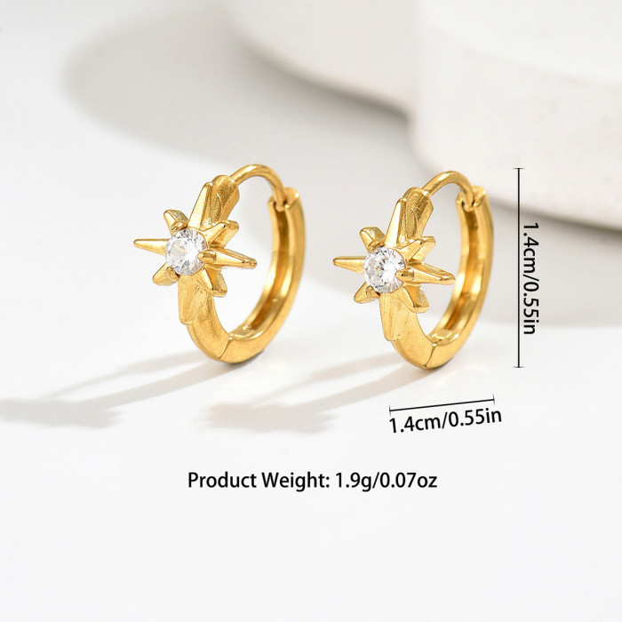 Wholesale Stainless Steel North Star Hoop Earrings