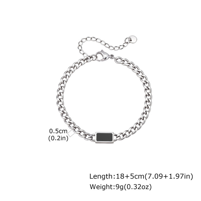 Wholesale Stainless Steel Gemstone Inlay Cuban Link Bracelets
