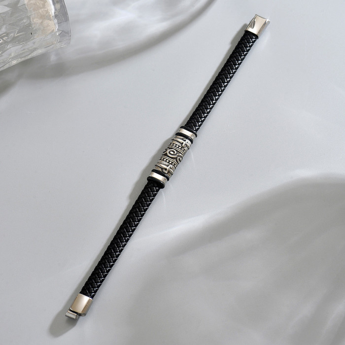 Wholesale Stainless Steel Nautical Leather Bracelet