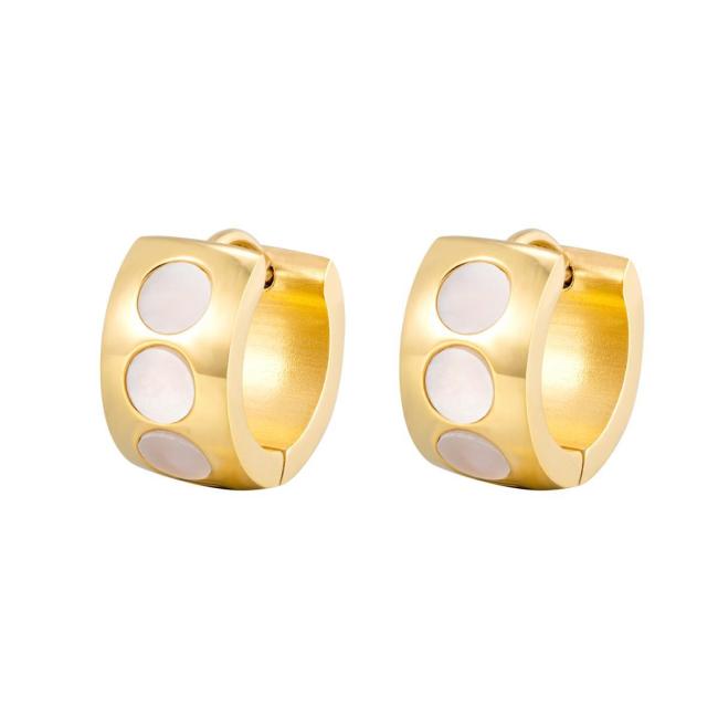 Wholesale Stainless Steel Mother of Pearl Dot Huggies