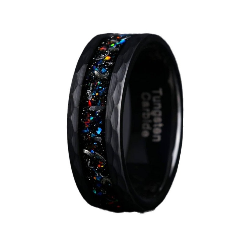 Wholesale Tungsten Carbide Black Hammered Rings