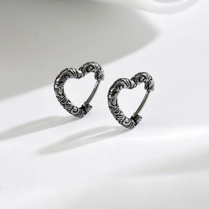 Wholesale Stainless Steel Gothic Heart Earrings
