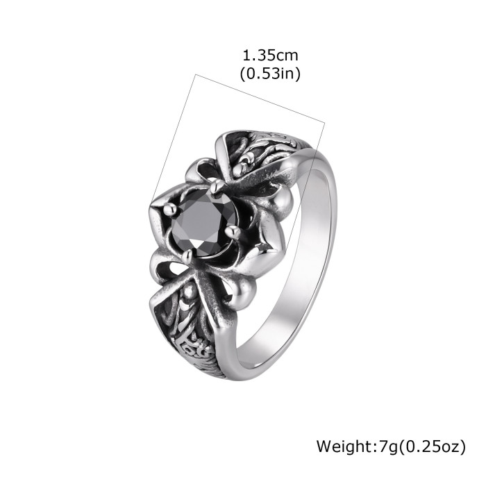 Wholesale Stainless Steel Gothic Black CZ Rings