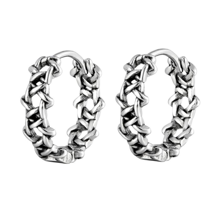 Wholesale Stainless Steel Gothic Woven Hoop Earrings
