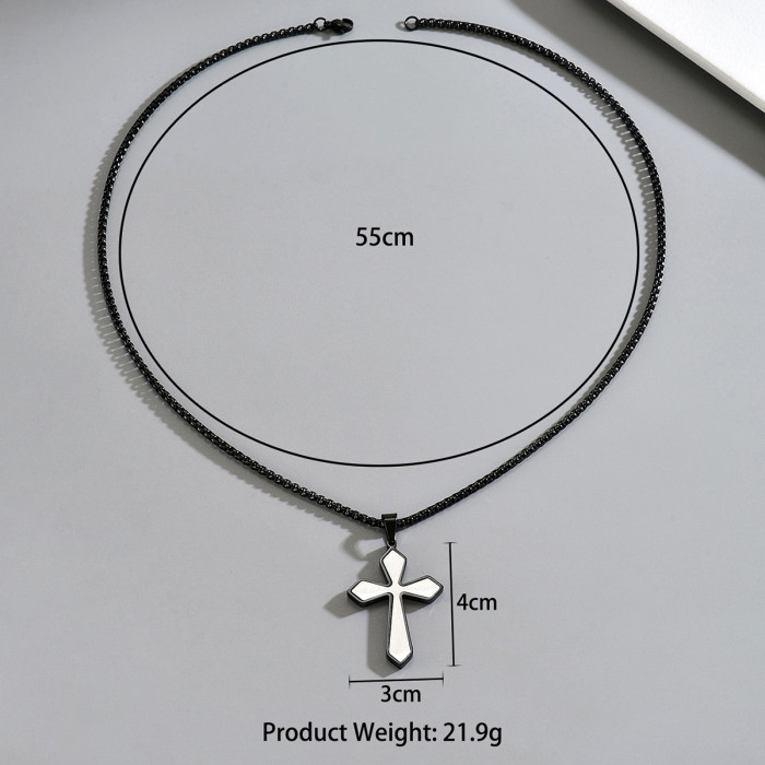 Wholesale Stainless Steel Diamond-Edge Layered Crucifix