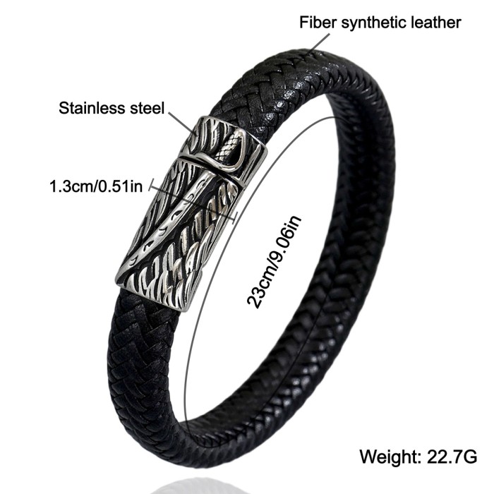 Wholesale Stainless Steel Braided Leather Bracelet