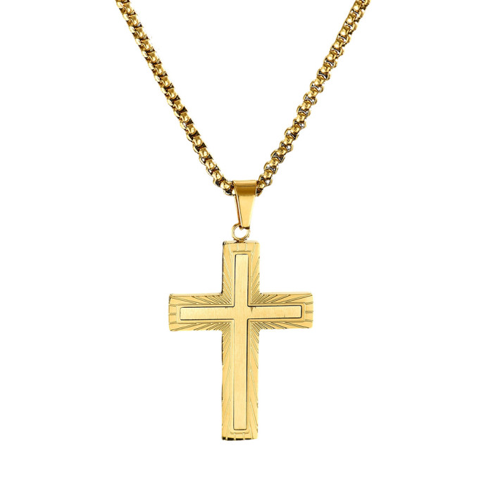 Wholesale Stainless Steel Sunburst Cross Necklace
