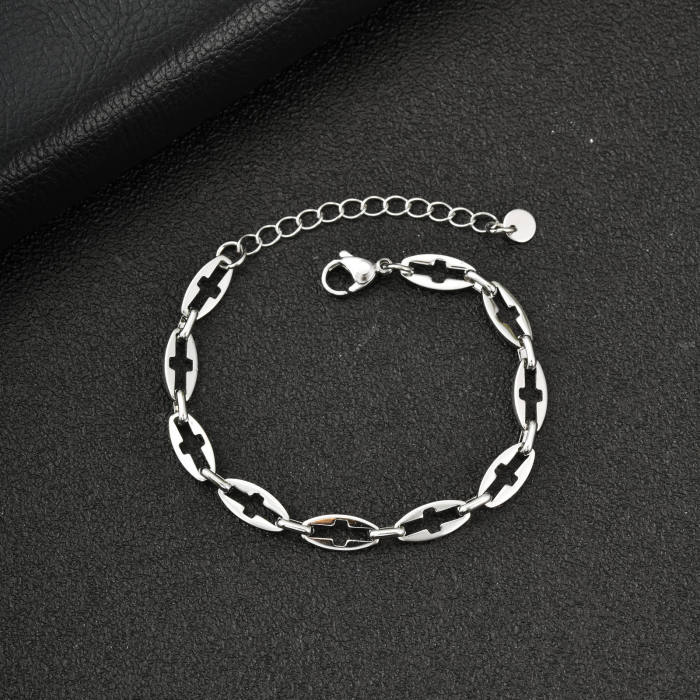 Wholesale Stainless Steel Hollow Cross Bracelets