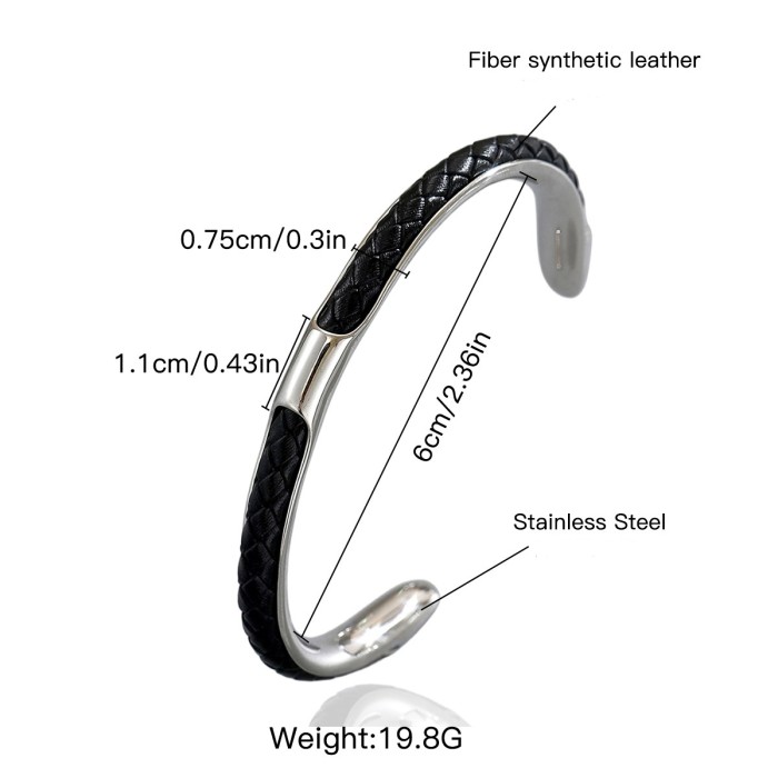 Wholesale Stainless Steel Braided Leather Cuff Bangle