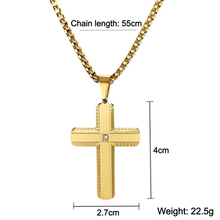 Wholesale Stainless Steel Multi-Color Plated Cross Necklace