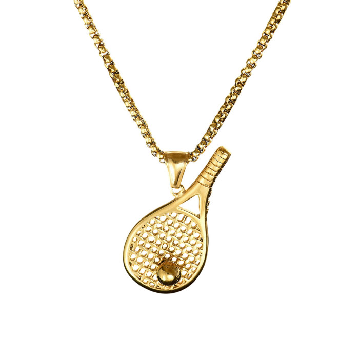 Wholesale Stainless Steel Tennis Racket Necklace