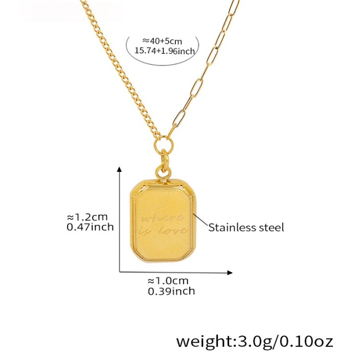Wholesale Stainless Steel where is love Tag Necklace