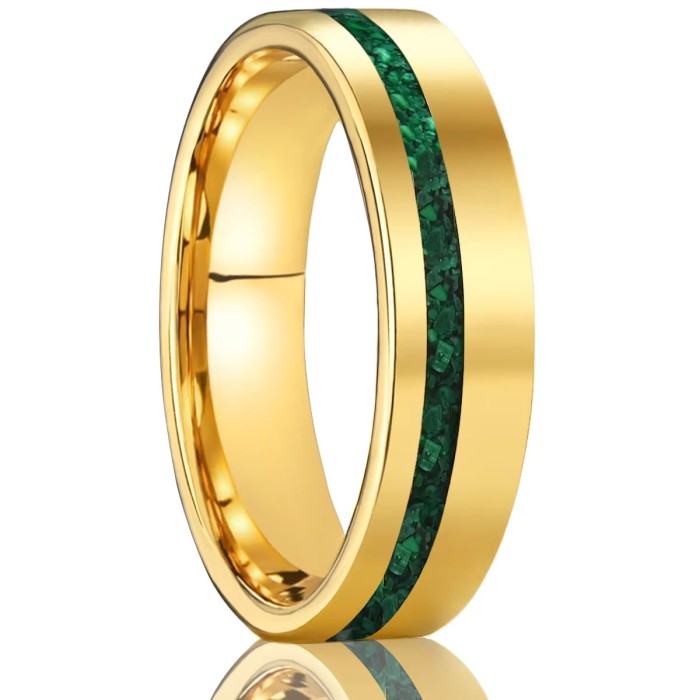 Wholesale 6mm Tungsten Carbide Crushed Malachite Inlay Rings