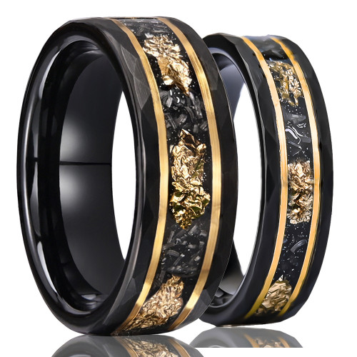 Wholesale Tungsten Carbide Gold Foil Inlay Rings