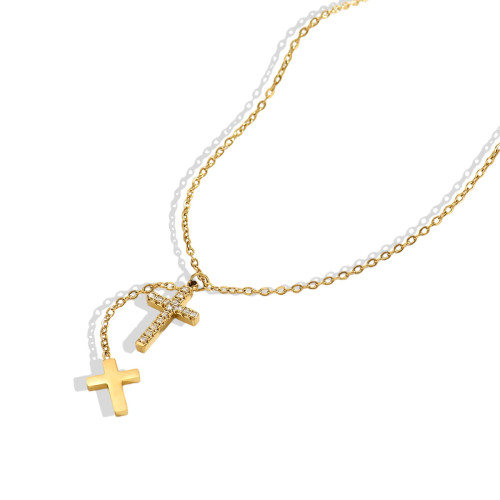Wholesale Stainless Steel Micro-Pave Crystal Cross Necklace