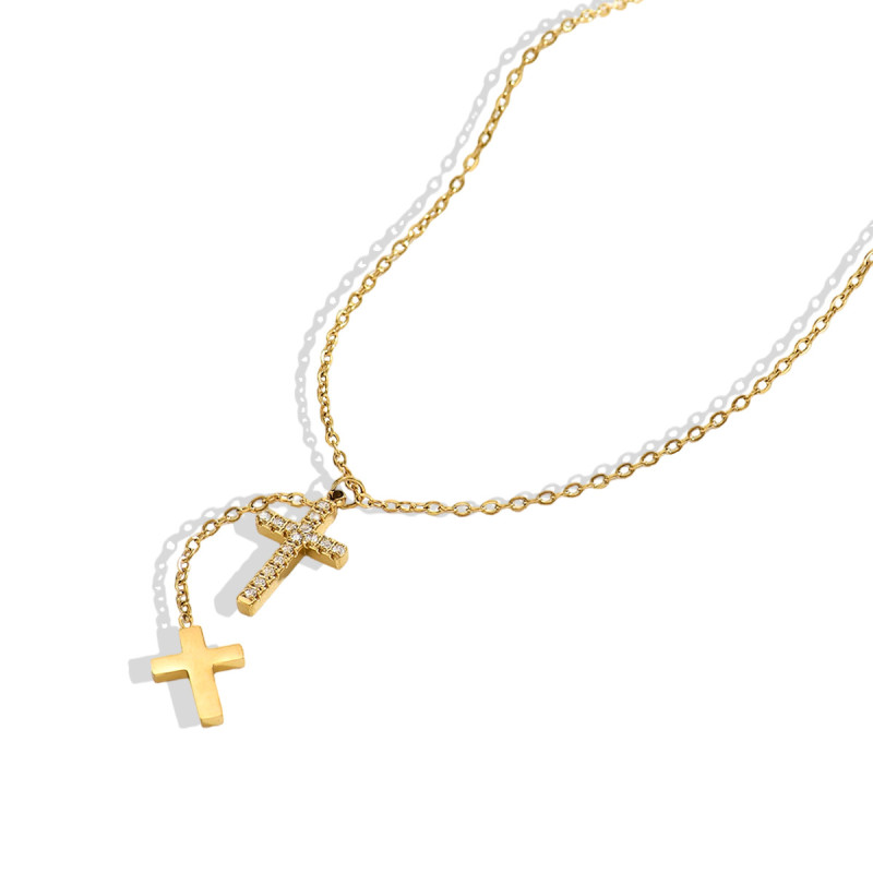 Wholesale Stainless Steel Micro-Pave Crystal Cross Necklace