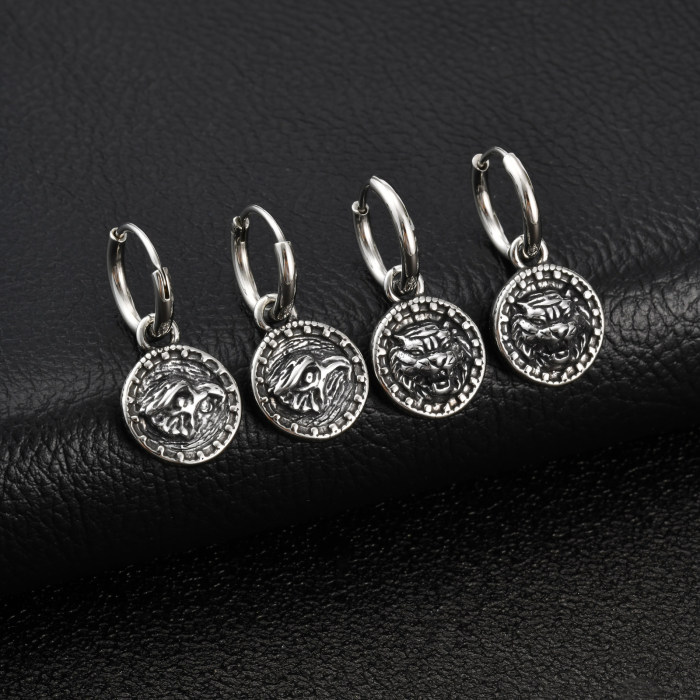 Wholesale Stainless Steel Eagle Tiger Hoop Earrings