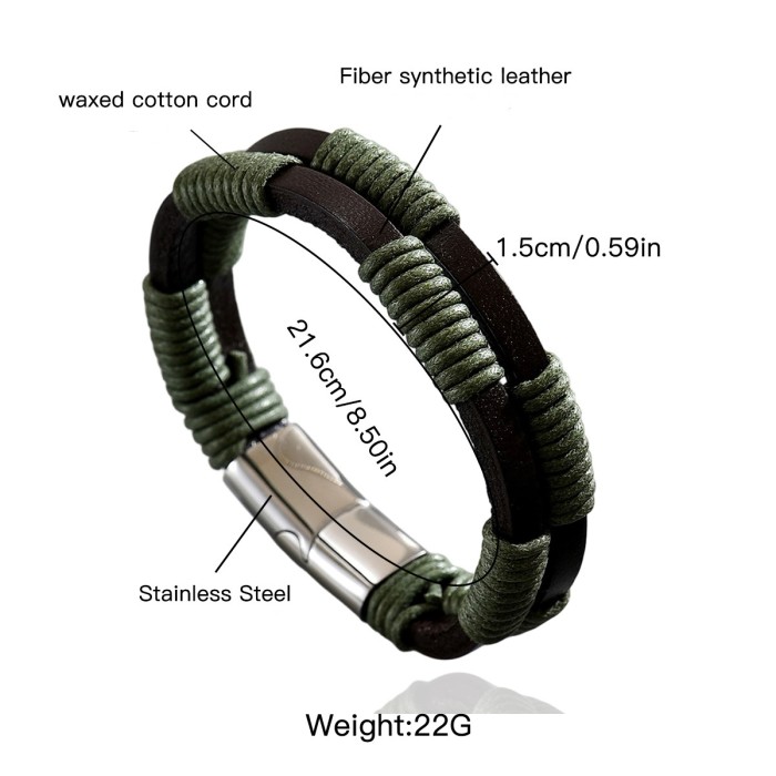 Wholesale Stainless Steel Cord Leather Bracelet