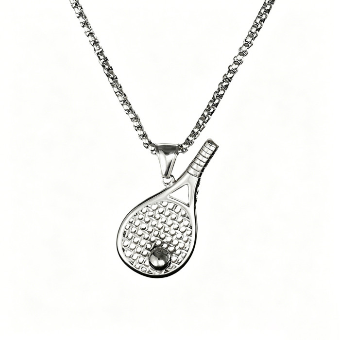 Wholesale Stainless Steel Tennis Racket Necklace