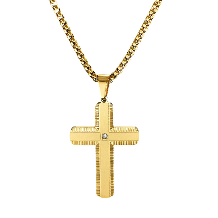 Wholesale Stainless Steel Multi-Color Plated Cross Necklace