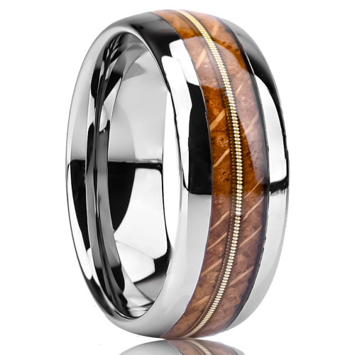Wholesale Tungsten Carbide Whiskey Barrel Wood Inlay Rings