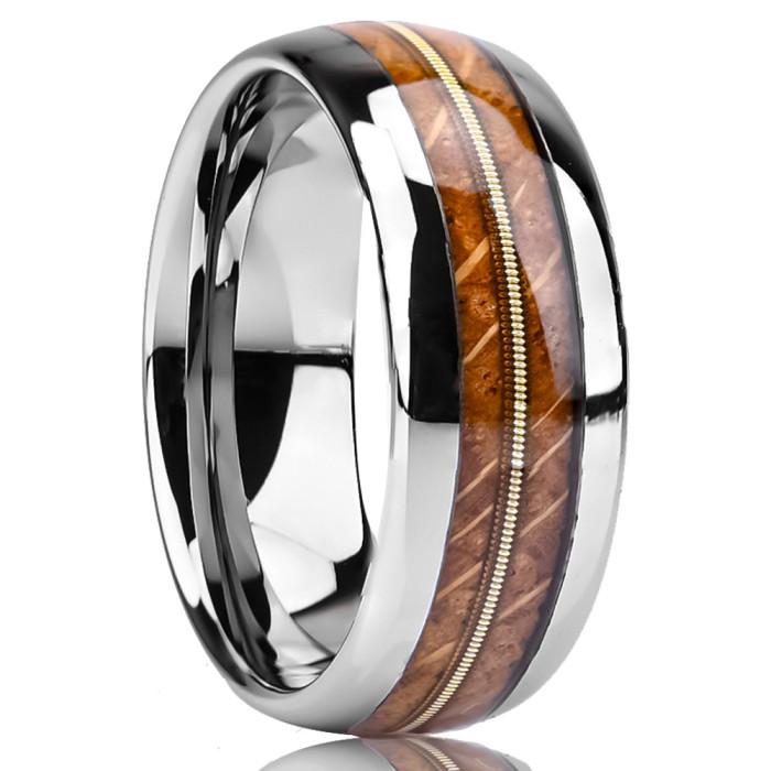 Wholesale Tungsten Carbide Whiskey Barrel Wood Inlay Rings