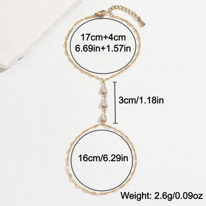 Wholesale Stainless Steel Teardrop CZ Hand Chain