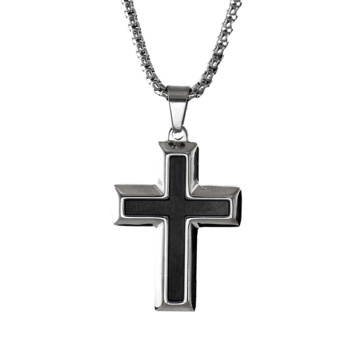 Wholesale Stainless Steel Brushed Cross Necklace