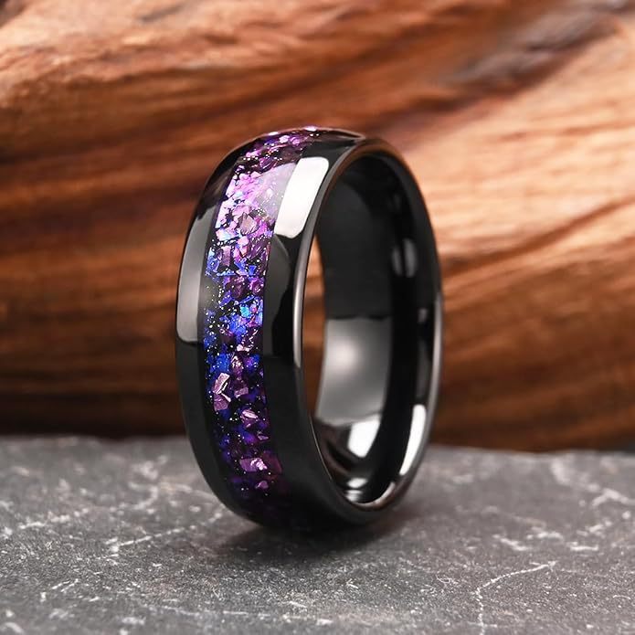 Wholesale 8MM Tungsten Carbide Black Domed Band Rings