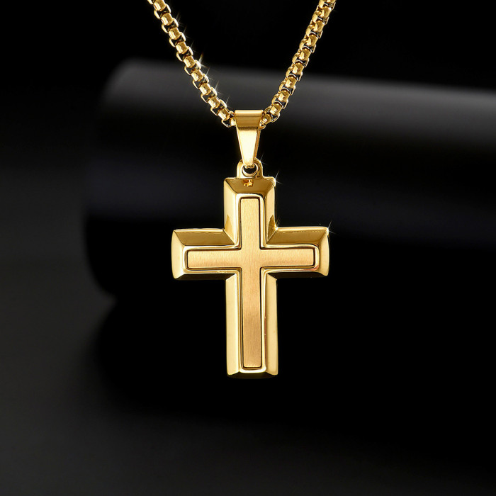 Wholesale Stainless Steel Brushed Cross Necklace