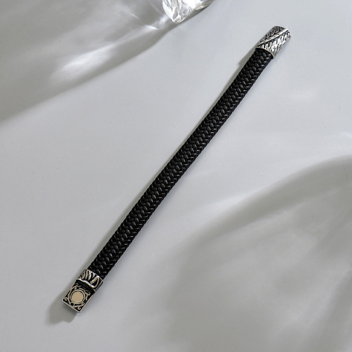 Wholesale Stainless Steel Braided Leather Bracelet
