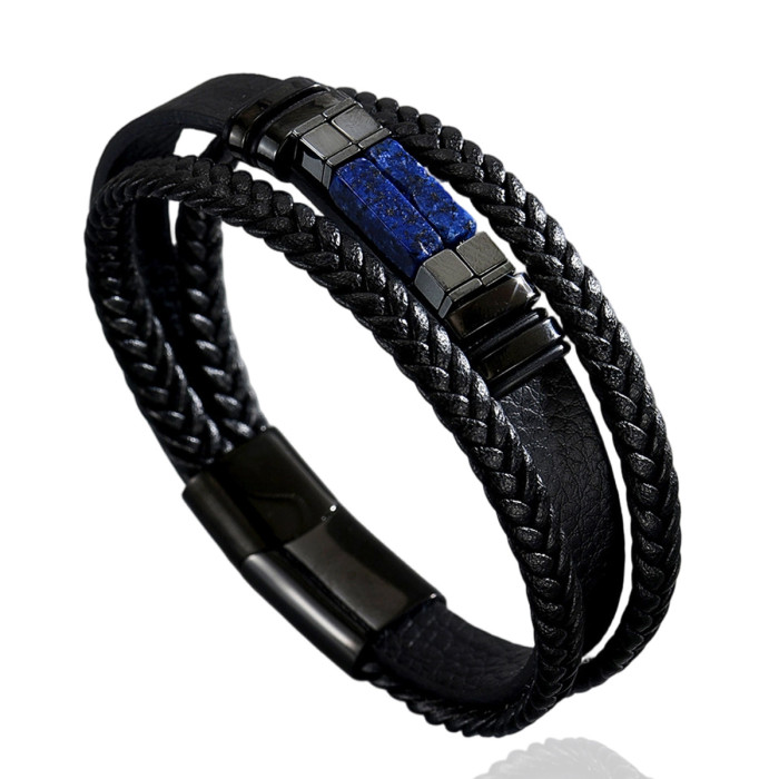 Wholesale Natural Gemstone Multi-Layer Leather Bracelet