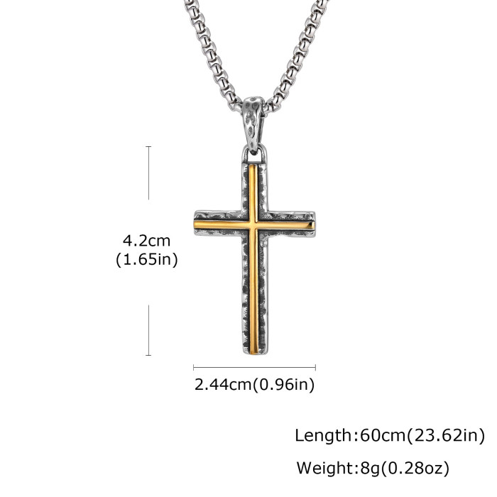 Wholesale Stainless Steel Hammered Cross Necklaces