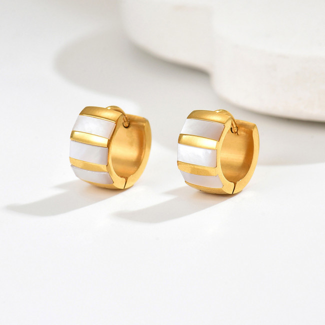 Wholesale Stainless Steel Mother of Pearl Inlay Earrings