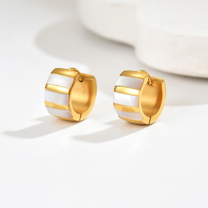 Wholesale Stainless Steel Mother of Pearl Inlay Earrings