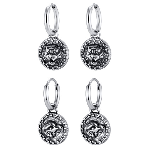 Wholesale Stainless Steel Eagle Tiger Hoop Earrings