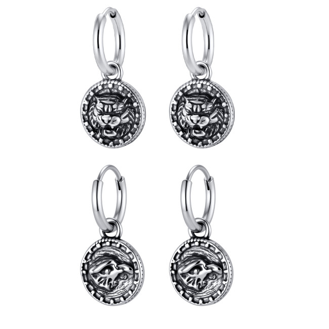 Wholesale Stainless Steel Eagle Tiger Hoop Earrings