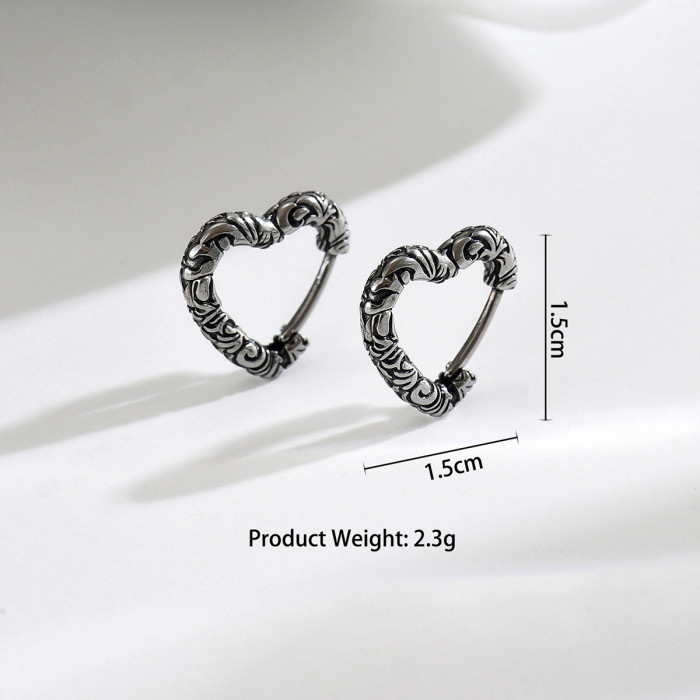 Wholesale Stainless Steel Gothic Heart Earrings