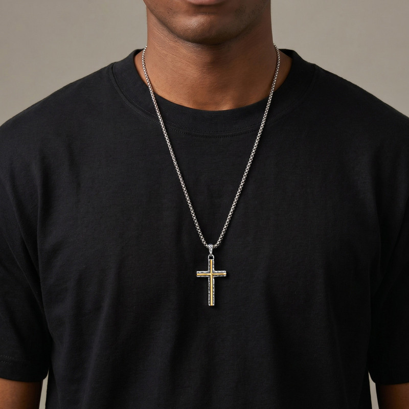 Wholesale Stainless Steel Hammered Cross Necklaces