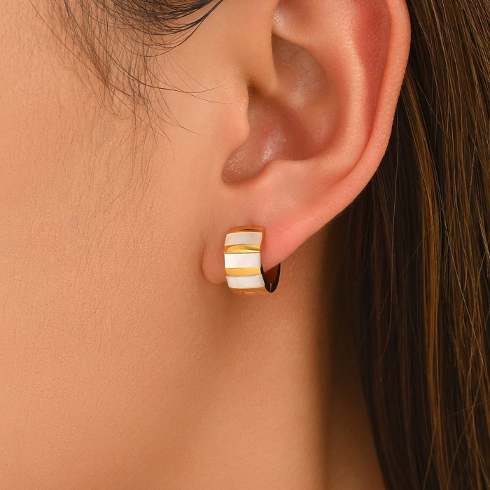 Wholesale Stainless Steel Mother of Pearl Inlay Earrings