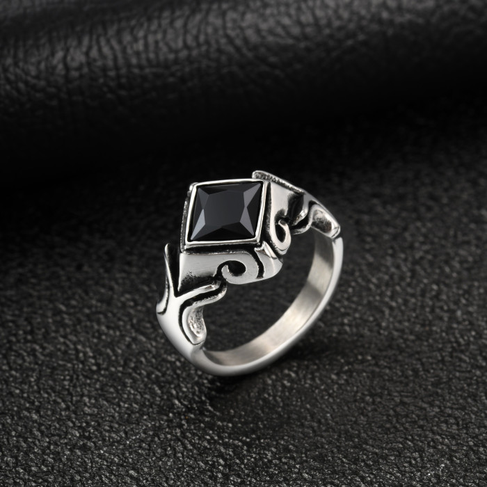 Wholesale Stainless Steel Gothic Black CZ Rings