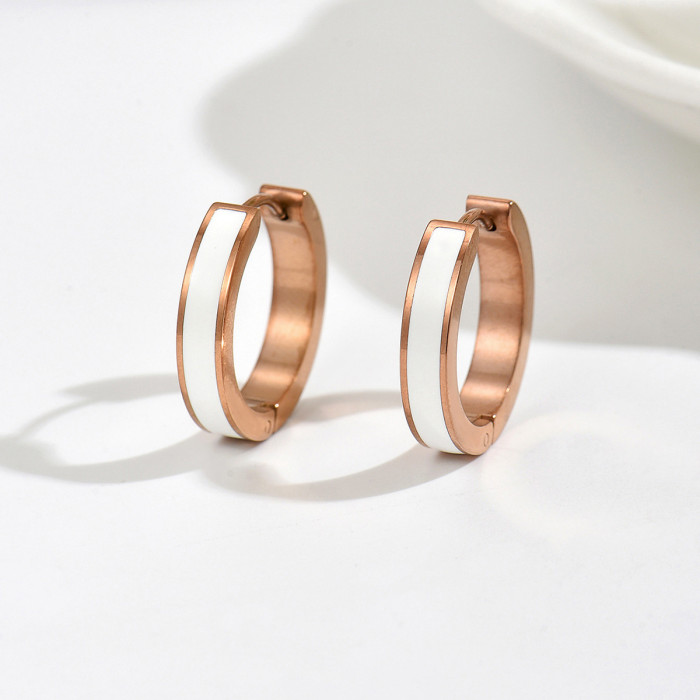 Wholesale Stainless Steel Enamel Hoop Earrings