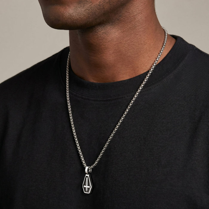 Wholesale Stainless Steel Coffin Cross Necklaces