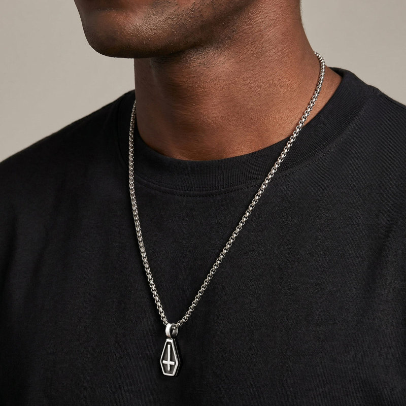 Wholesale Stainless Steel Coffin Cross Necklaces