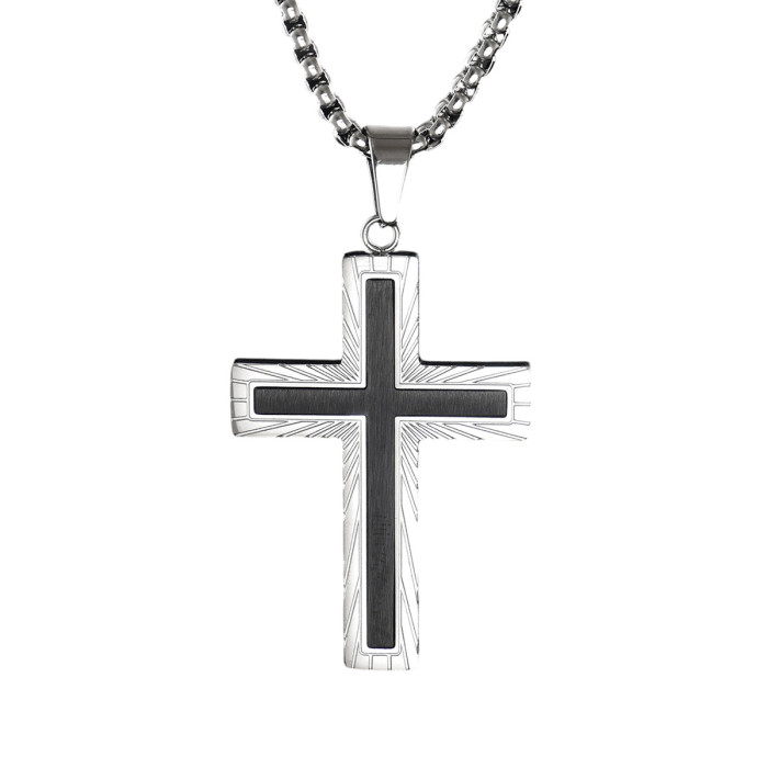 Wholesale Stainless Steel Sunburst Cross Necklace