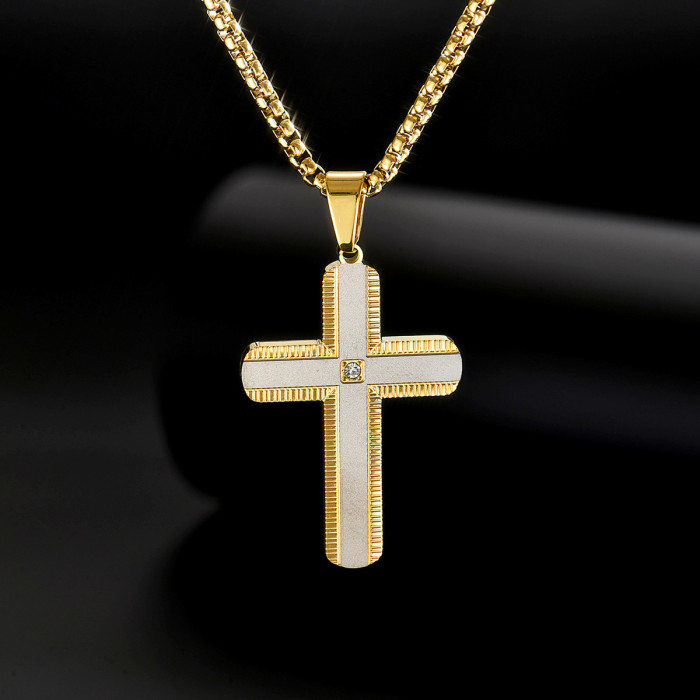 Wholesale Stainless Steel Multi-Color Plated Cross Necklace